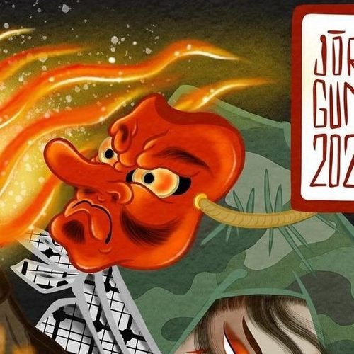 Dettaglio di Bōdō: la maschera del tengu.
